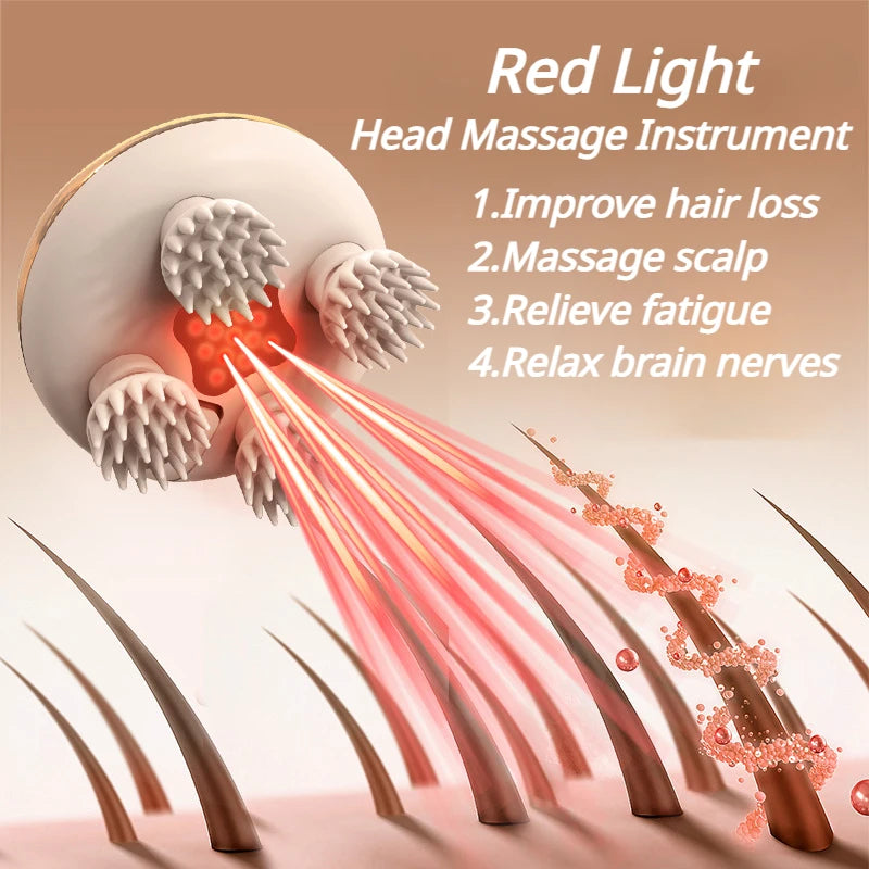 Electric Head Massage Instrument Red Light Kneading Hair Growth Scalp Massager Anti Stress Head Hair Massage Comb Cat Hairbrush