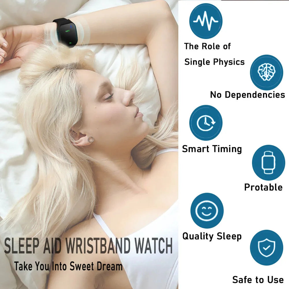 Sleep Aid Watch Microcurrent Pulse Sleeping Anti-anxiety Insomnia Hypnosis Device Relief Relax Hand Massage Pressure Soothing - Sleep &amp;amp;amp;amp; Snoring